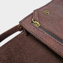Load image into Gallery viewer, Small Leather Crossbody Bag with Pop Bag Closure | Dark Brown