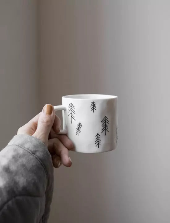 Fine Little Day Tall Tree Mug | white with handle