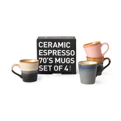 HKliving 70s Ceramic Espresso Mugs set of 4 | Polaris