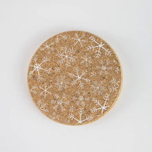 Load image into Gallery viewer, Liga Single Cork Coaster | White Snowflakes
