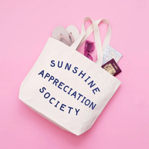 Sunshine Appreciation Society Big Tote Bag | natural + blue