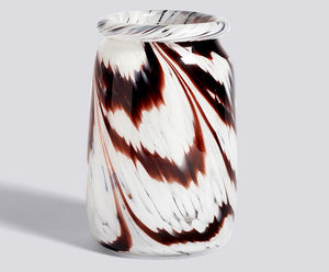 HAY Handmade Roll Neck Glass Vase | Large | Coffee + White