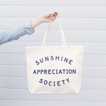 Load image into Gallery viewer, Sunshine Appreciation Society Big Tote Bag | natural + blue