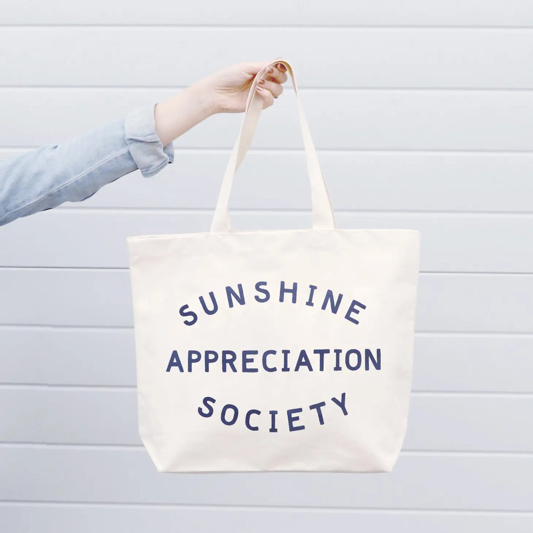 Sunshine Appreciation Society Big Tote Bag | natural + blue