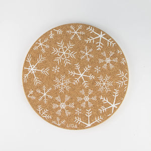 Liga Single Cork Placemat | White Snowflakes