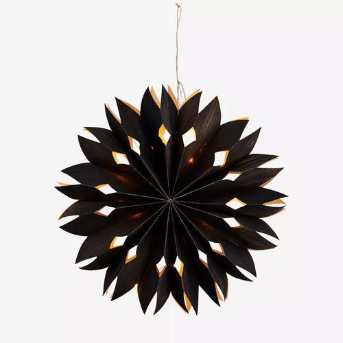 Veneer Christmas Paper Star With Lights | Black 40cm
