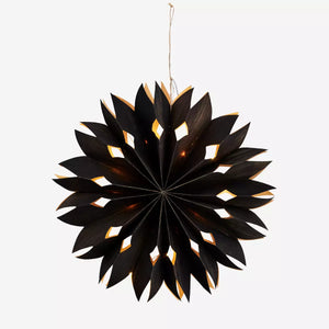 Veneer Paper Star With Lights | Black 40cm