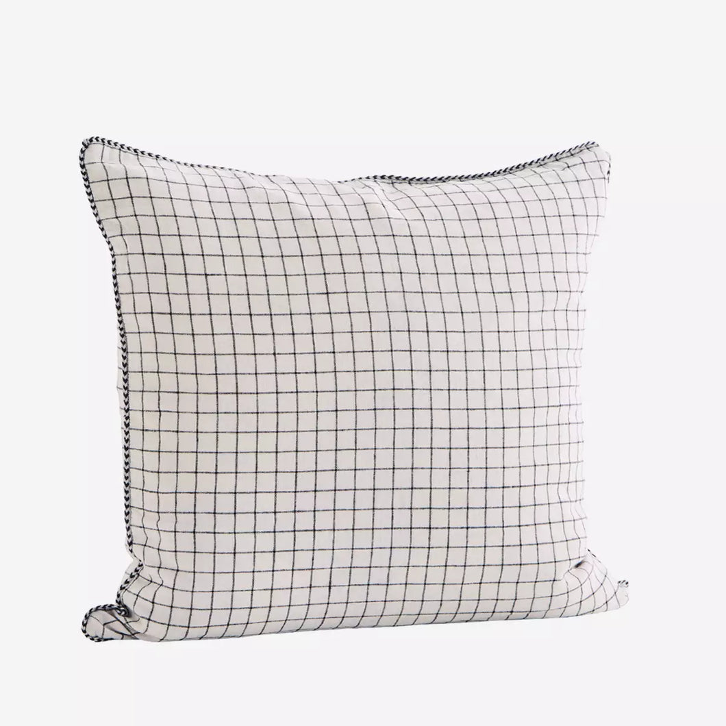 Checked linen cushion - cover only 50x50