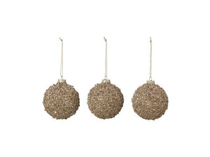 Single Deco Ball Glitter Glass Bauble - Taupe - BTS CONCEPT STORE