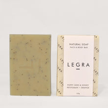 Load image into Gallery viewer, LEGRA Honey + Poppyseed Soap with Petitgrain, Orange + Patchouli