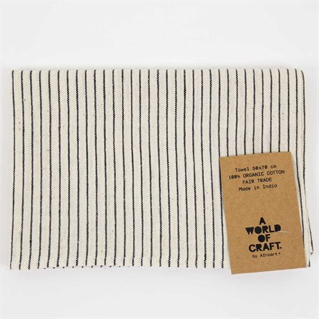 Tea Towel 50x70 | ECO Black + Off-White Stripe