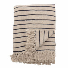 Load image into Gallery viewer, Eia Stripped Throw/Blanket | Recycled Cotton, Nature + Black