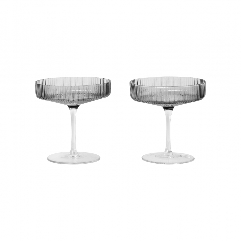 Grey Ripple Glass Champagne Saucers S/2 - BTS CONCEPT STORE