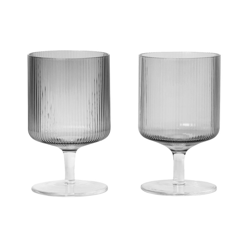 Grey Ripple Wine Glasses - Set/2 - BTS CONCEPT STORE