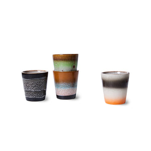 HKliving 70s Ceramic Ristretto Mugs | Good Vibes Set of 4
