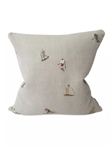 Fine Little Day | Skiers Embroidered Cushion | 48x48 cm