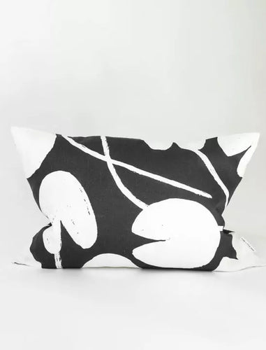 FLD Linen Cushion | Water Lily | Midnight Blue + White | 68x48