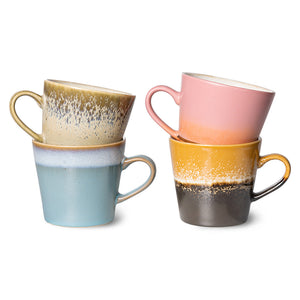 HKliving 70s Ceramics Cappuccino Mugs | Meteor set of 4