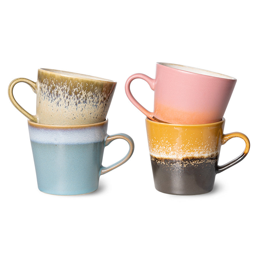 HKliving 70s Ceramics Cappuccino Mugs | Meteor set of 4